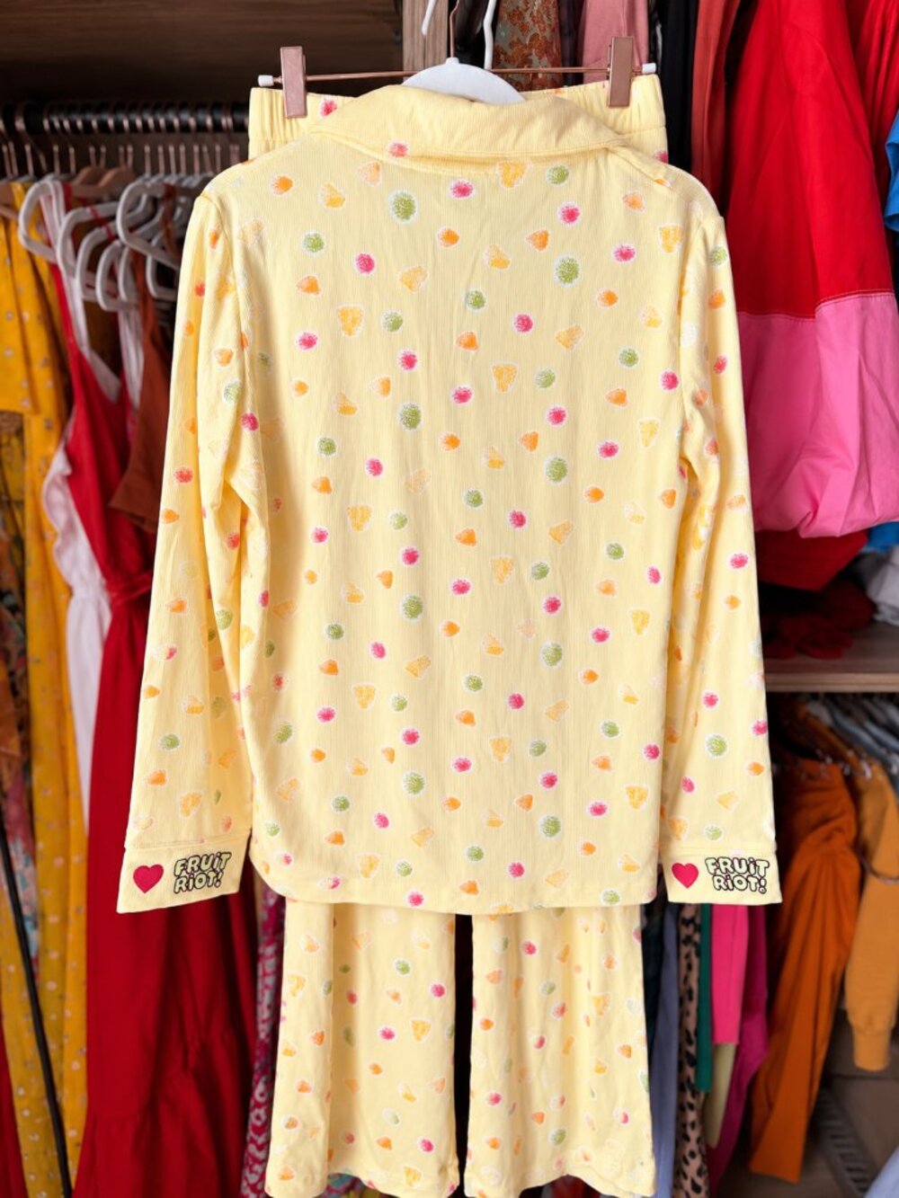 NEW Fruit Riot Sour Dreams Pajama Set Yellow Candy Print - Size S - Picture 4 of 4